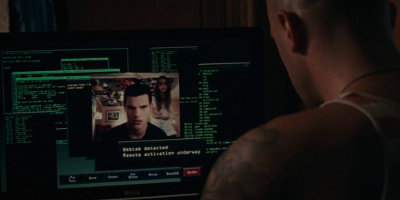 Nmap screenshot from The Matrix Reloaded seen over the shoulder of a hacker