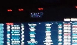 Futuristic computer screen reads 'NMAP' across the top.