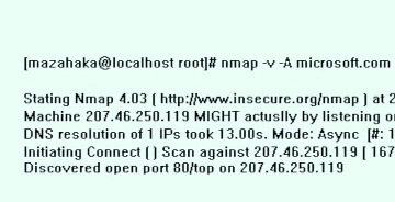 Nmap 4.03 output with several typos