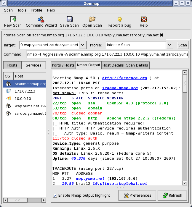 Zenmap - nakładka graficzna na kultowy konsolowy program NMAP