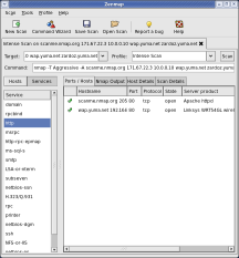 Zenmap screenshot showing Ports/Hosts tab